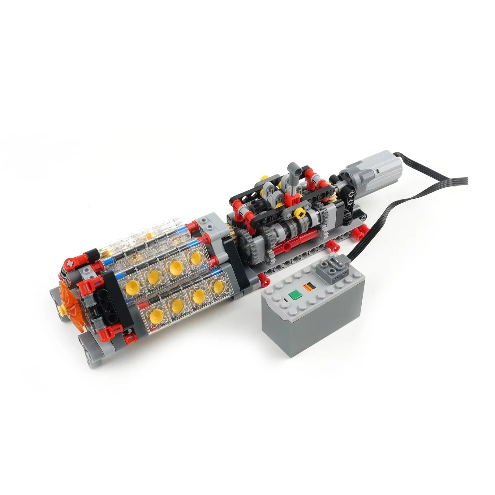 Model Kit Engine - ตัวต่อเลโก้โปร่งใสไฮเทค V16 เครื่องยนต์ขนาดเล็ก ชุดประกอบกลไกเกียร์ 6 สปีด