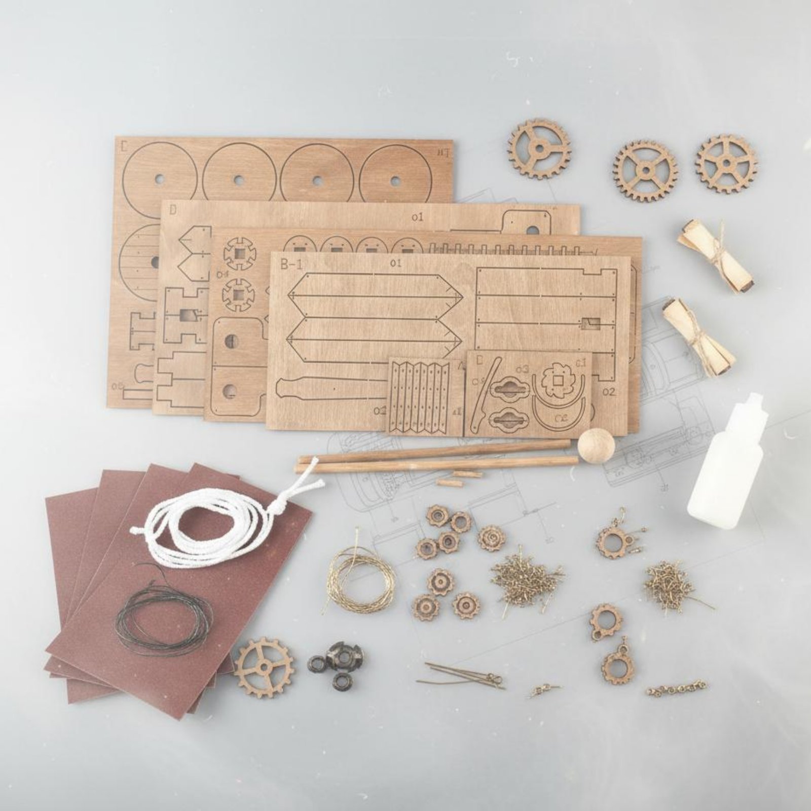 Model Kit Engine - ชุดประกอบเครื่องจักรกลปิดล้อมแบบหมุนได้ ของเล่นตั้งโชว์บนโต๊ะ ชุดโมเดลเครื่องจักรกลปิดล้อมไม้ แบบ DIY รุ่น