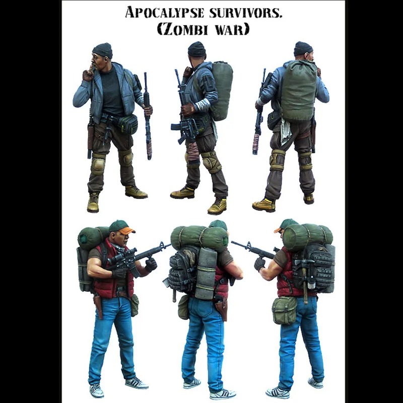 Model Kit Zombie - ชุดประกอบโมเดลฟิกเกอร์เรซิ่นไดแคสต์ 1/35 ชุดประกอบโมเดลสงครามซอมบี้ผู้รอดชีวิตจากวันสิ้นโลก ของเล่นไดโอรามาแบบยังไม่ประกอบและยังไม่ลงสี