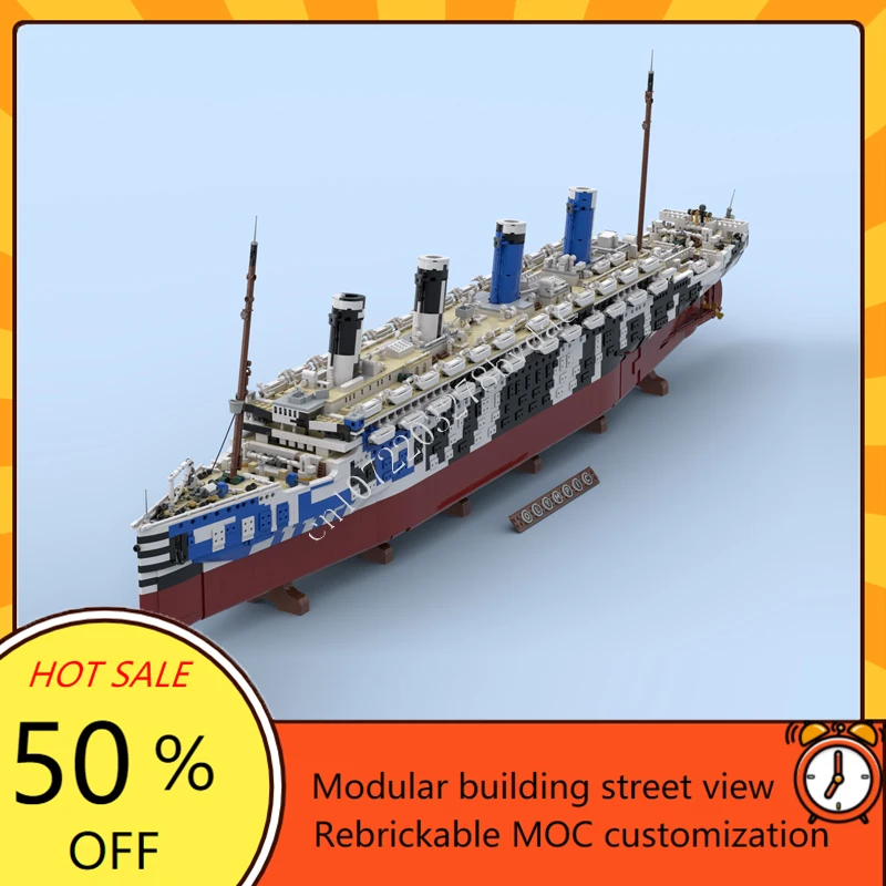 Model Kit Store - ชุดประกอบโมเดลเรือรบไททานิคแบบกำหนดเอง MOC HMT 10615 ชิ้น ชุดตัวต่อประกอบเทคนิค