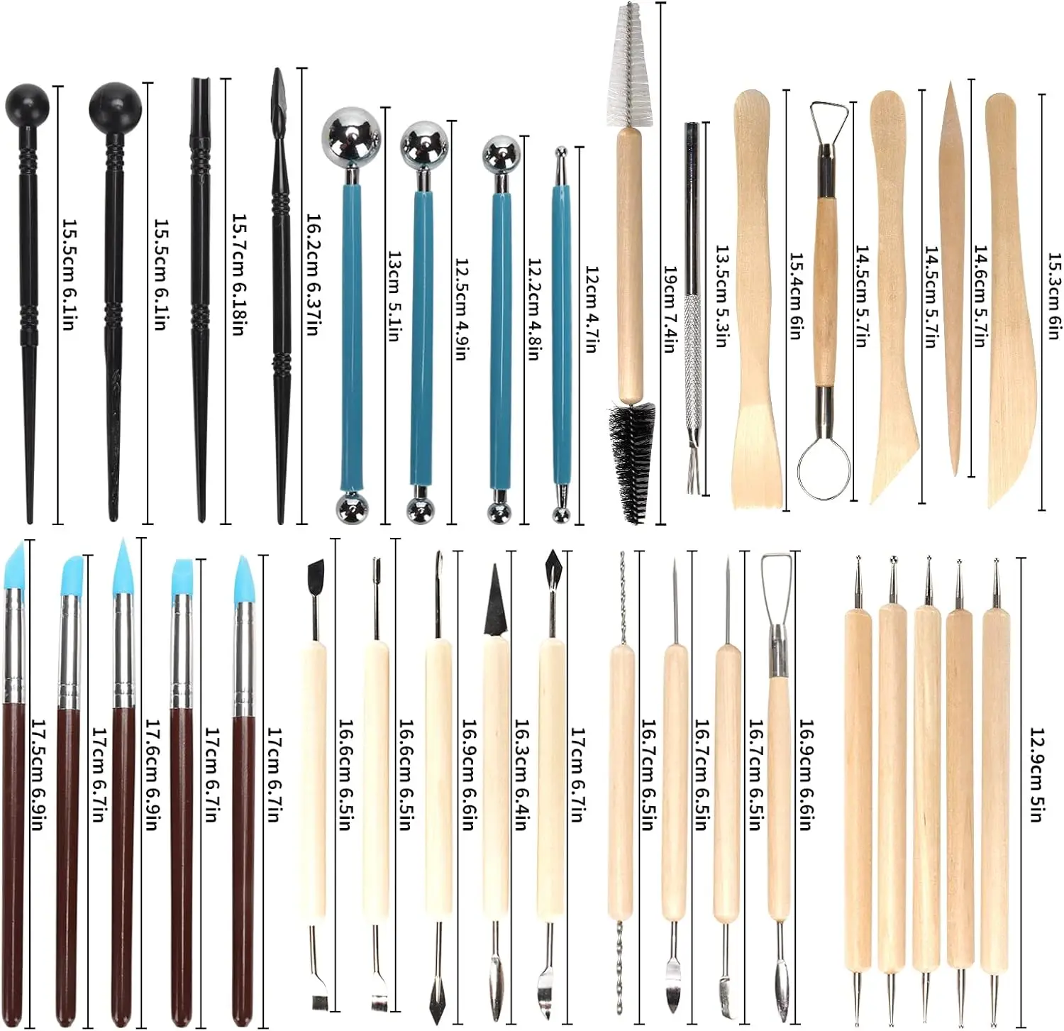 Model Kit Tool Set - ชุดเครื่องมือเครื่องปั้นดินเผา 8-61 ชิ้น - ชุดแกะสลักและแกะสลักดินเซรามิกสําหรับงานฝีมือศิลปะและการสร้างแบบจําลอง