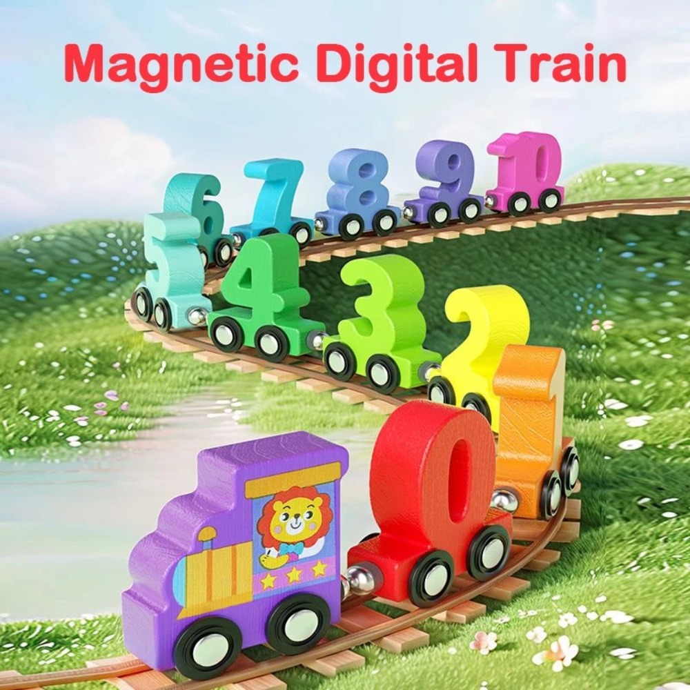 Model Kit Train - ชุดรถไฟของเล่นดิจิตอล 1 ชุด หมายเลข 0-10 สีสันสดใส