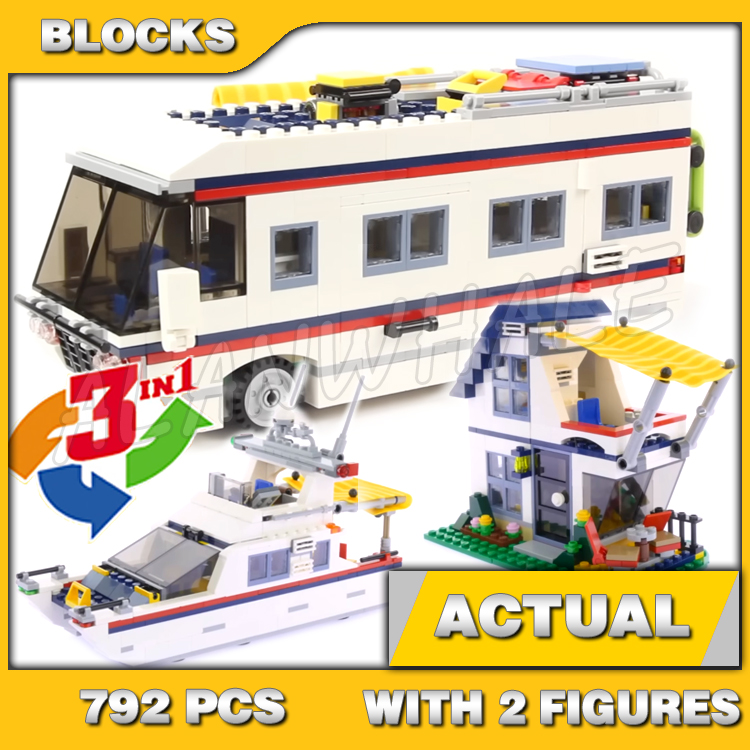 Model Kit Yacht - ตัวต่อ 792 ชิ้น 3in1 ชุดสร้างสรรค์ รถบ้านพร้อมรถพ่วง