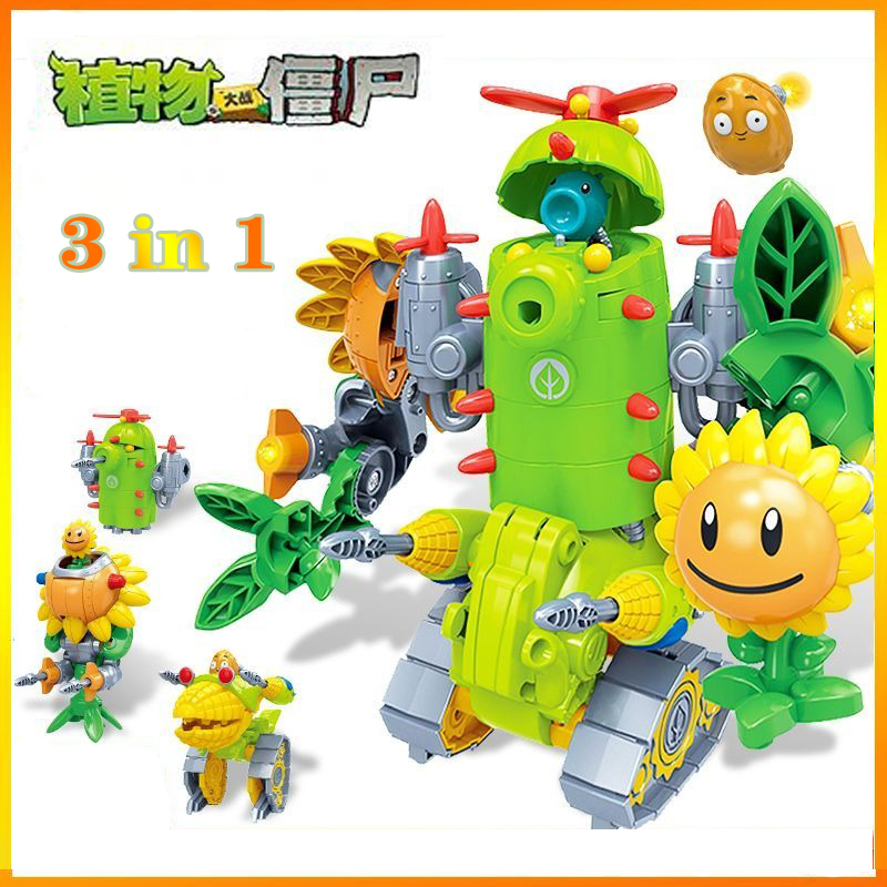 Model Kit Zombie - ชุดโมเดลหุ่นยนต์พืชต่อต้านซอมบี้ ปี 2024 ดอกทานตะวัน กระบองเพชร ข้าวโพด