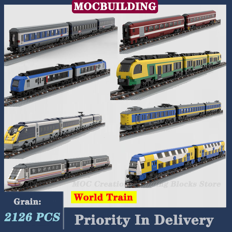 Model Kit Train - ชุดประกอบบล็อกรูปแบบการสร้าง ETR รถไฟดีเซล220คลาส Moc City