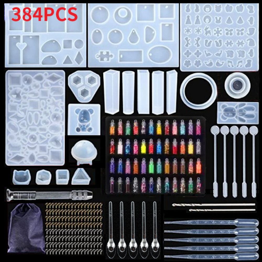 Resin Kit Cast - ชุดแม่พิมพ์เรซิ่นอีพ็อกซี่รูปหมี พร้อมกากเพชรใส อัตราส่วน 1:1 ใช้กับสว่านมือ